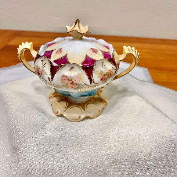 R.S. Prussia Vintage German Sugar Bowl Dish, Vintage Candy Dish, 1910 - Picture 7 of 10